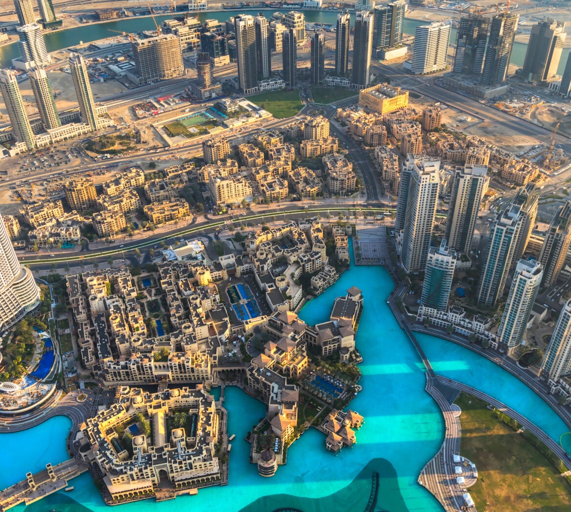 Dubai skyline at dusk